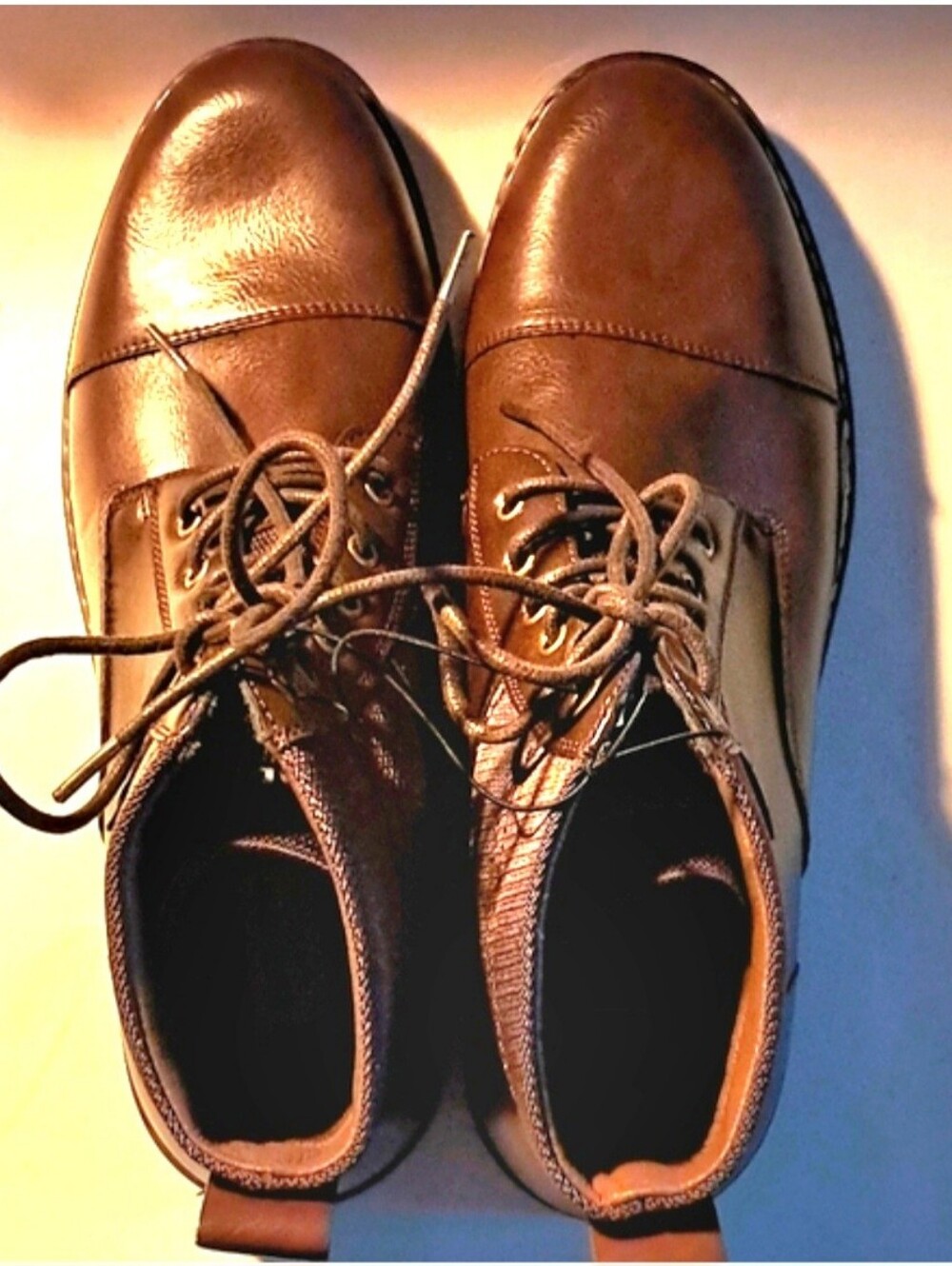Steve Madden Leather Brown Boots Men's Madden Tie Front Size 12 NWOT